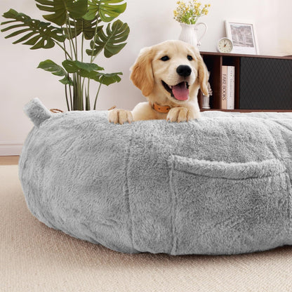 Grand lit pour chien, lit lavable de taille humaine avec housse amovible.