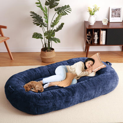 Grand lit pour chien, lit lavable de taille humaine avec housse amovible.