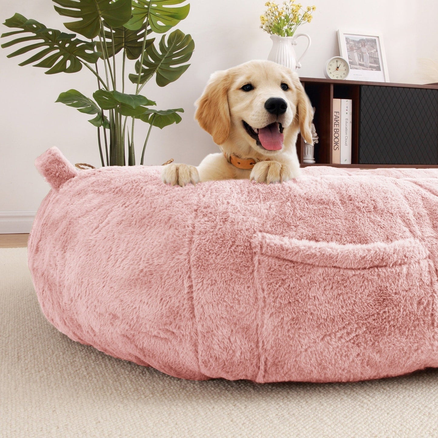 Grand lit pour chien, lit lavable de taille humaine avec housse amovible.
