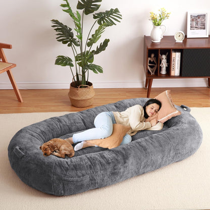 Grand lit pour chien, lit lavable de taille humaine avec housse amovible.