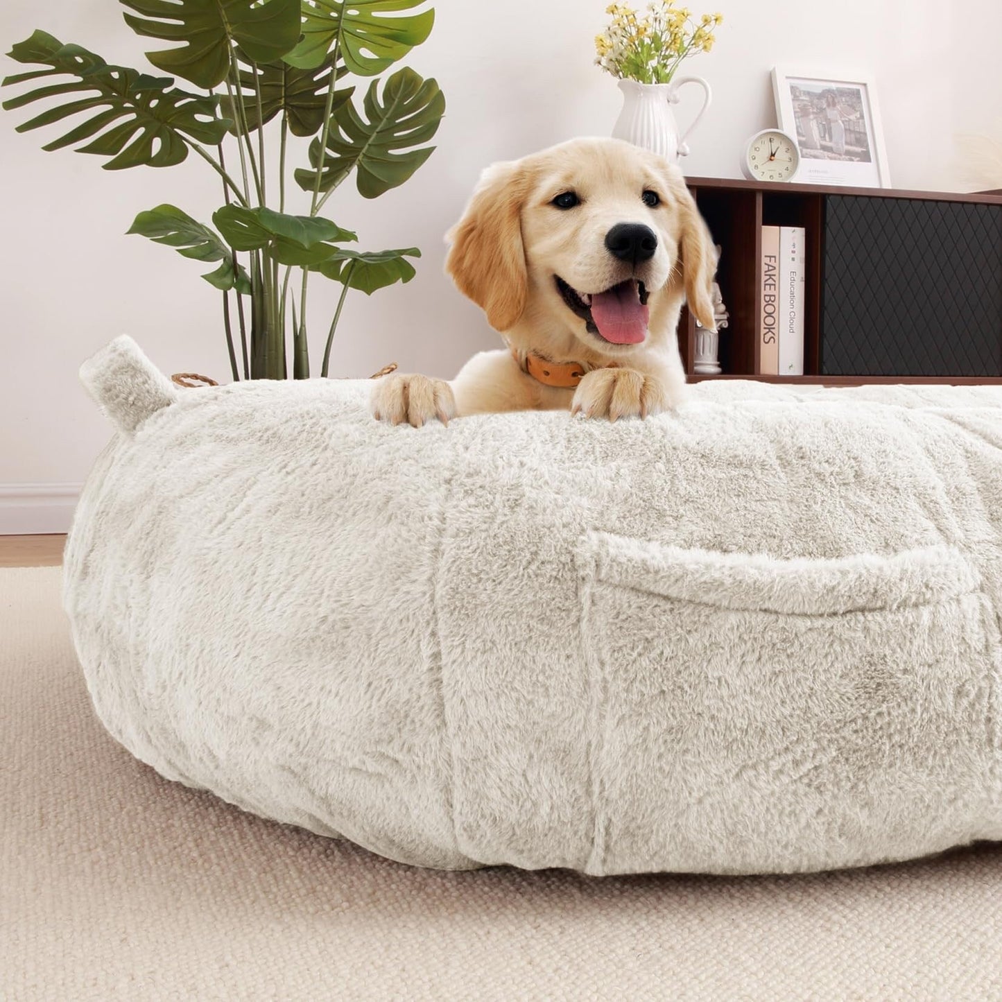 Grand lit pour chien, lit lavable de taille humaine avec housse amovible.