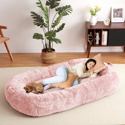 Grand lit pour chien, lit lavable de taille humaine avec housse amovible.