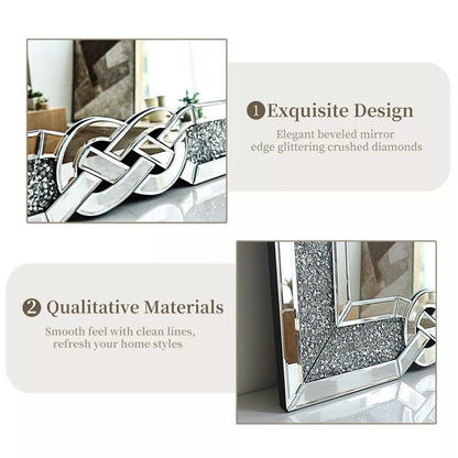 Grand miroir mural rectangulaire à facettes avec perles de cristal, à assembler.