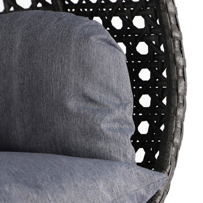 LeisureMod Chaise suspendue en forme d'œuf pour 2 personnes avec support - Hamac balançoire en rotin tressé pour intérieur/extérieur avec coussins