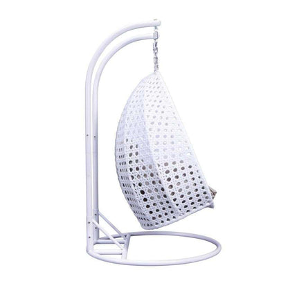 LeisureMod Chaise suspendue en forme d'œuf pour 2 personnes avec support - Hamac balançoire en rotin tressé pour intérieur/extérieur avec coussins
