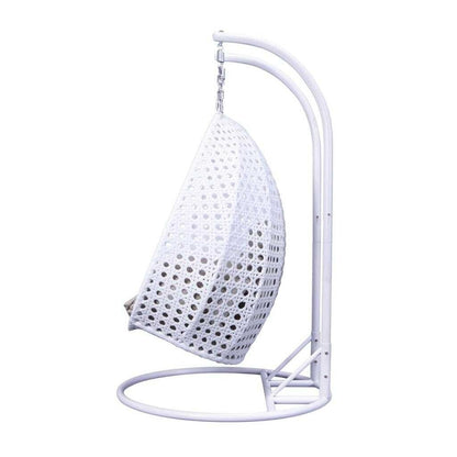 LeisureMod Chaise suspendue en forme d'œuf pour 2 personnes avec support - Hamac balançoire en rotin tressé pour intérieur/extérieur avec coussins