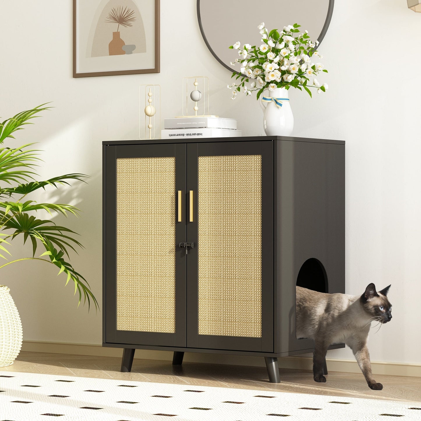 Abri pour litière, meuble pour litière de chat, table d'appoint, table de canapé