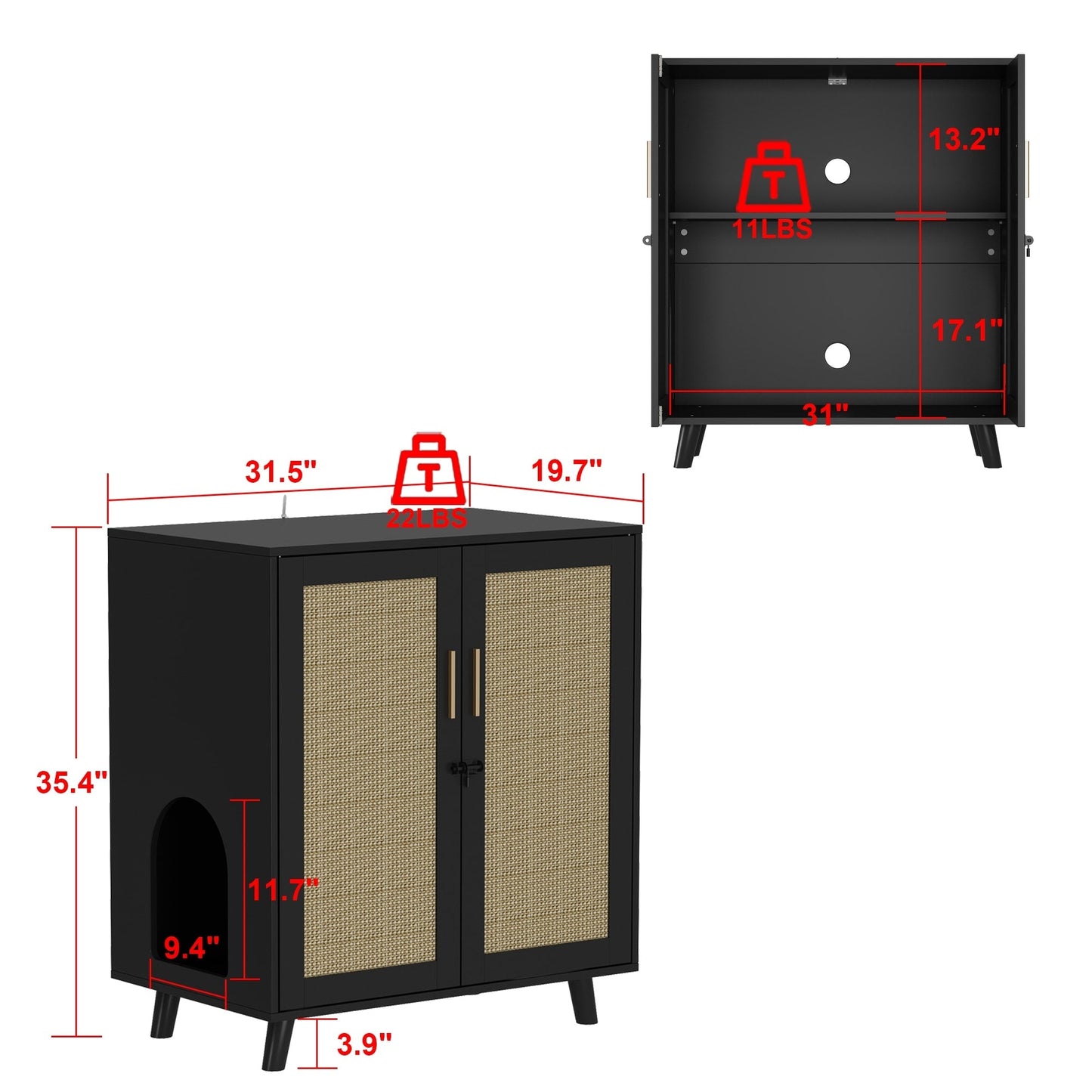 Abri pour litière, meuble pour litière de chat, table d'appoint, table de canapé
