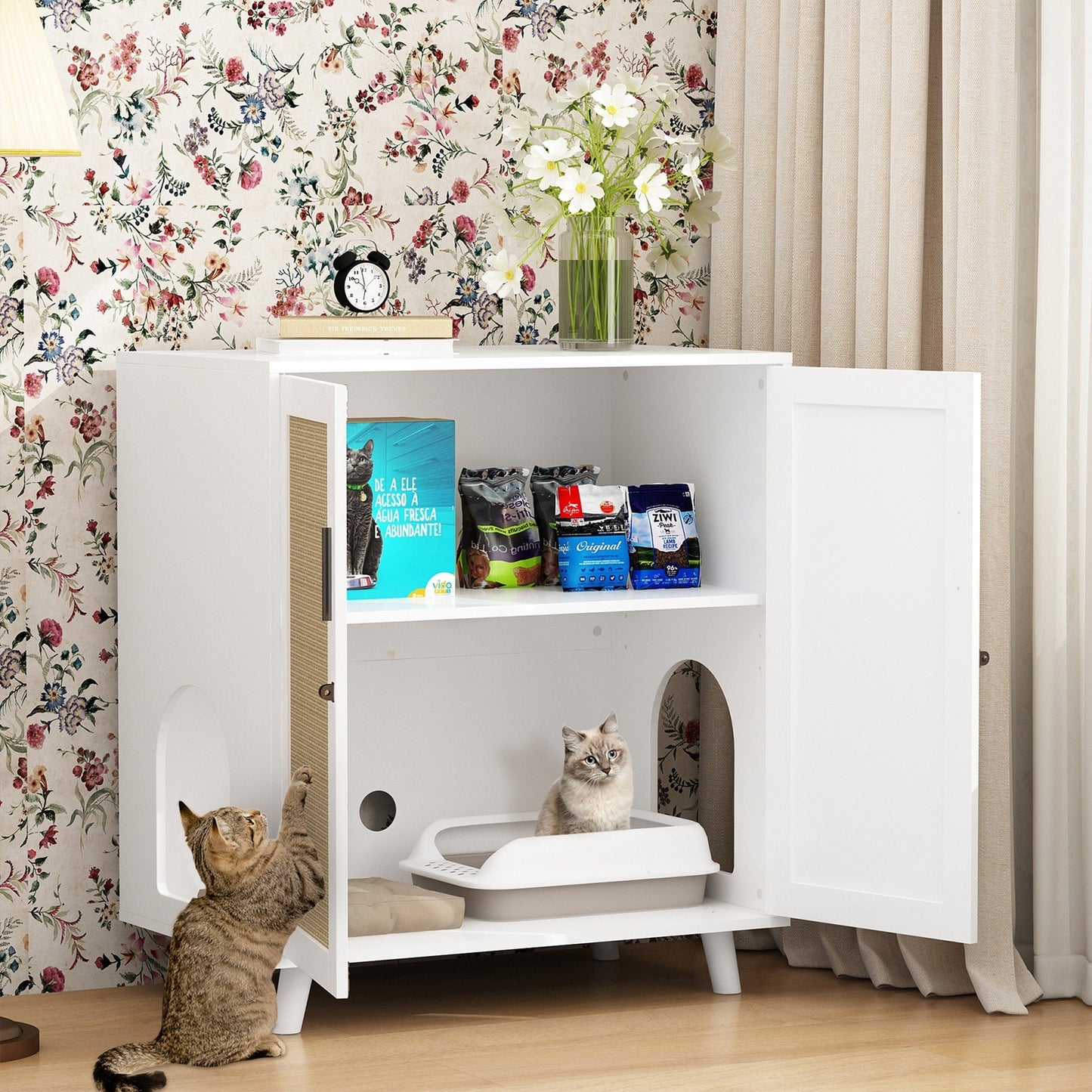 Abri pour litière, meuble pour litière de chat, table d'appoint, table de canapé