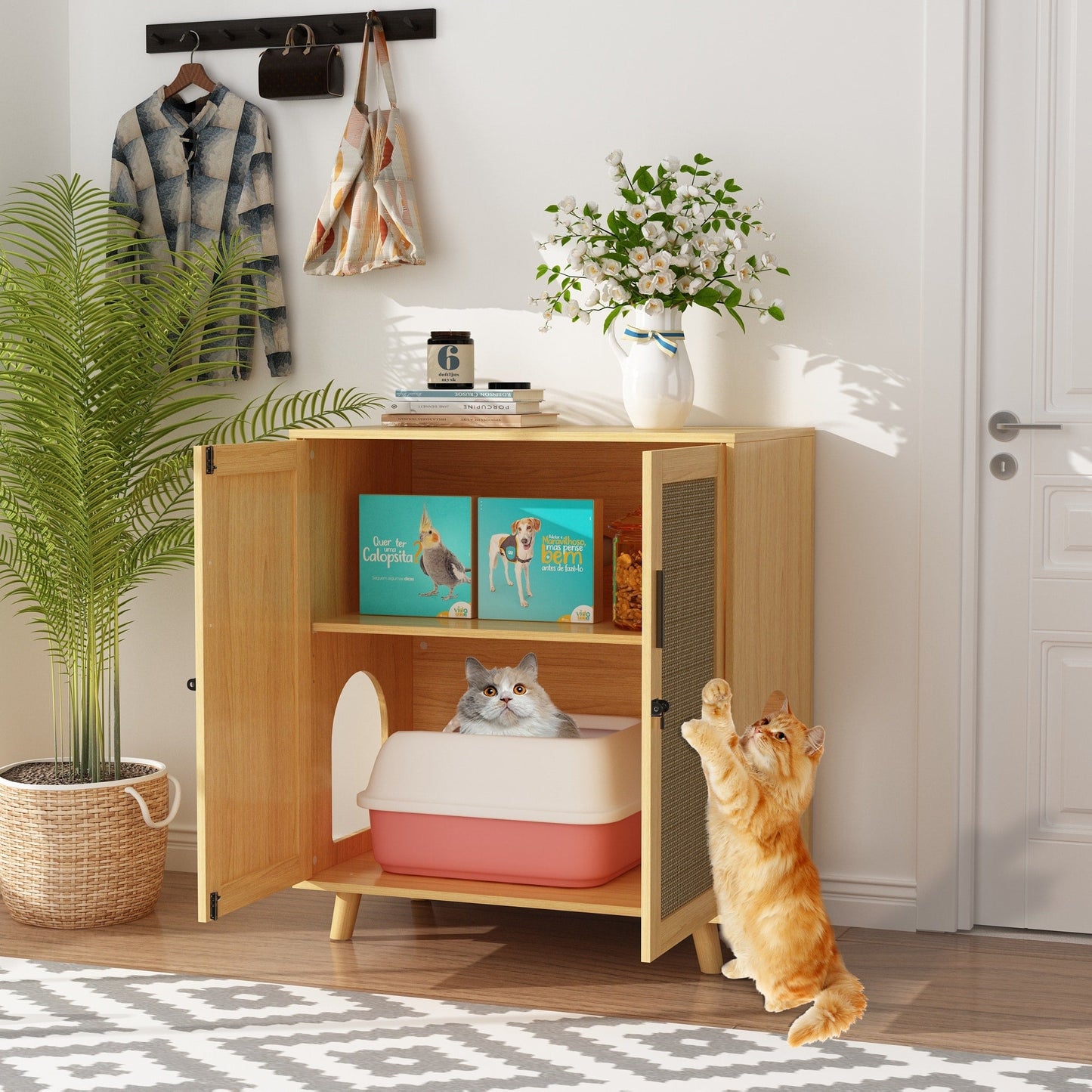 Abri pour litière, meuble pour litière de chat, table d'appoint, table de canapé