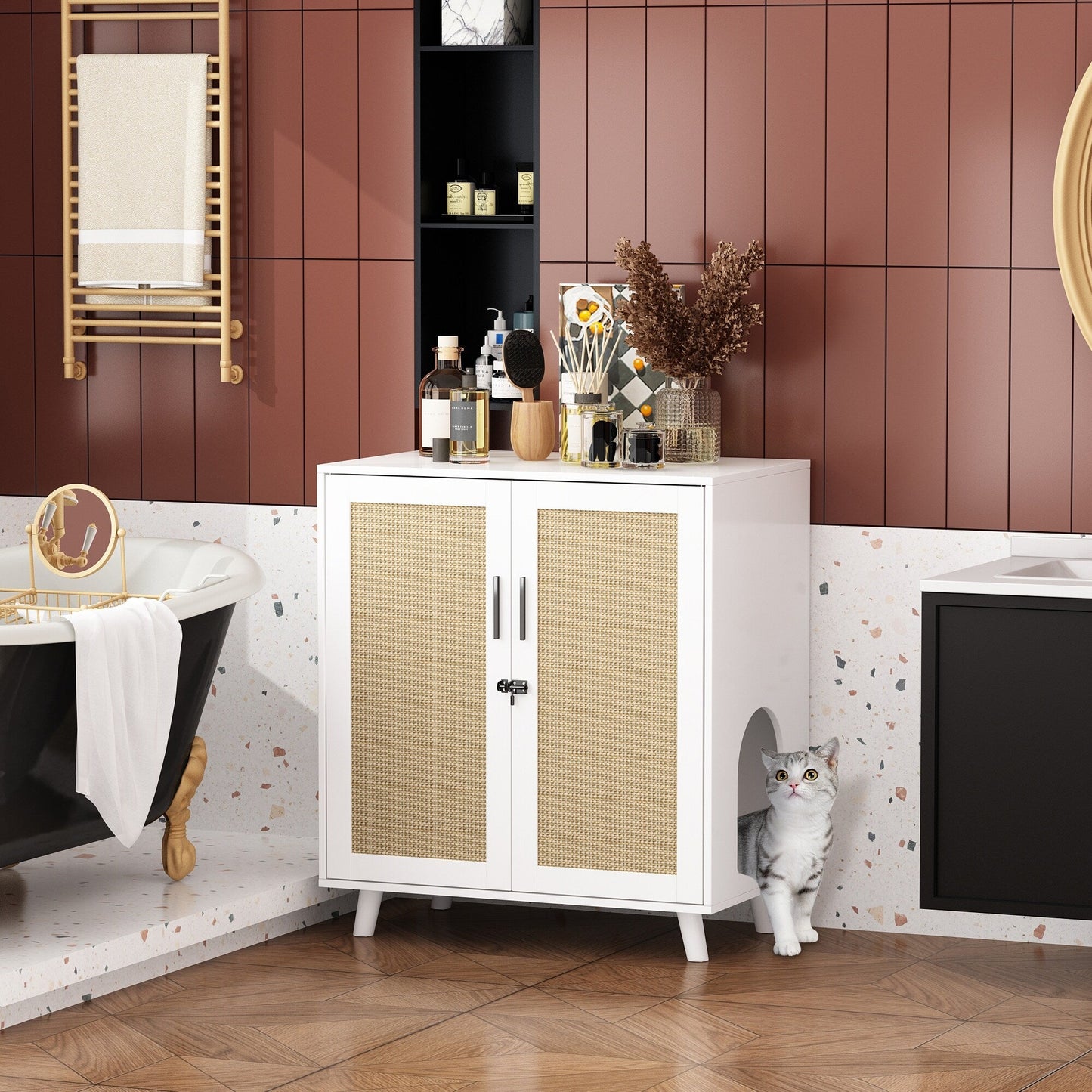 Abri pour litière, meuble pour litière de chat, table d'appoint, table de canapé