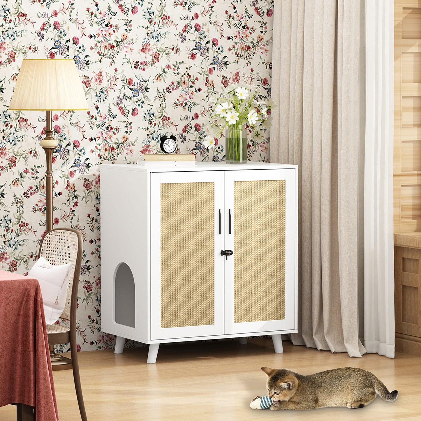 Abri pour litière, meuble pour litière de chat, table d'appoint, table de canapé