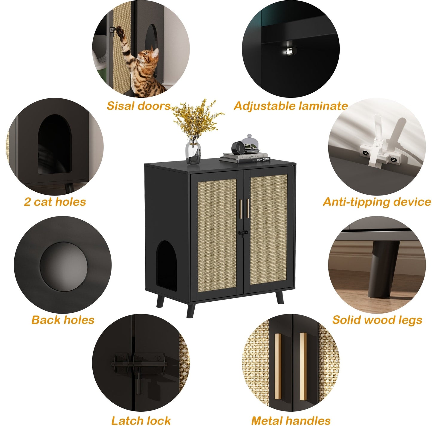 Abri pour litière, meuble pour litière de chat, table d'appoint, table de canapé