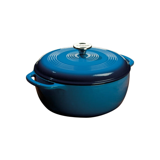 Poule à ragoût en fonte émaillée Lodge, 6 quarts, bleu, modèle Essential