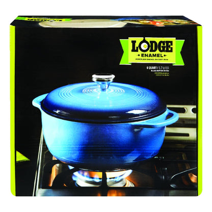 Poule à ragoût en fonte émaillée Lodge, 6 quarts, bleu, modèle Essential