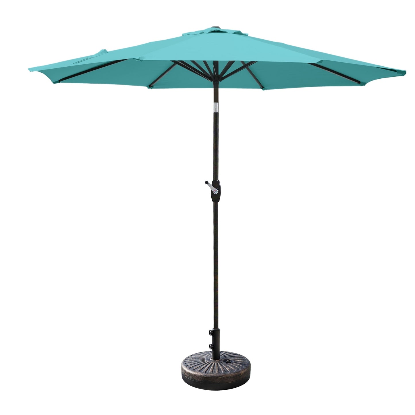 Parasol de terrasse Lopes de 2,7 m avec socle à poids bronze inclus.