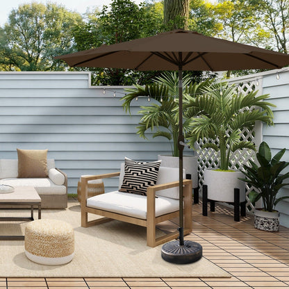 Parasol de terrasse Lopes de 2,7 m avec socle à poids bronze inclus.