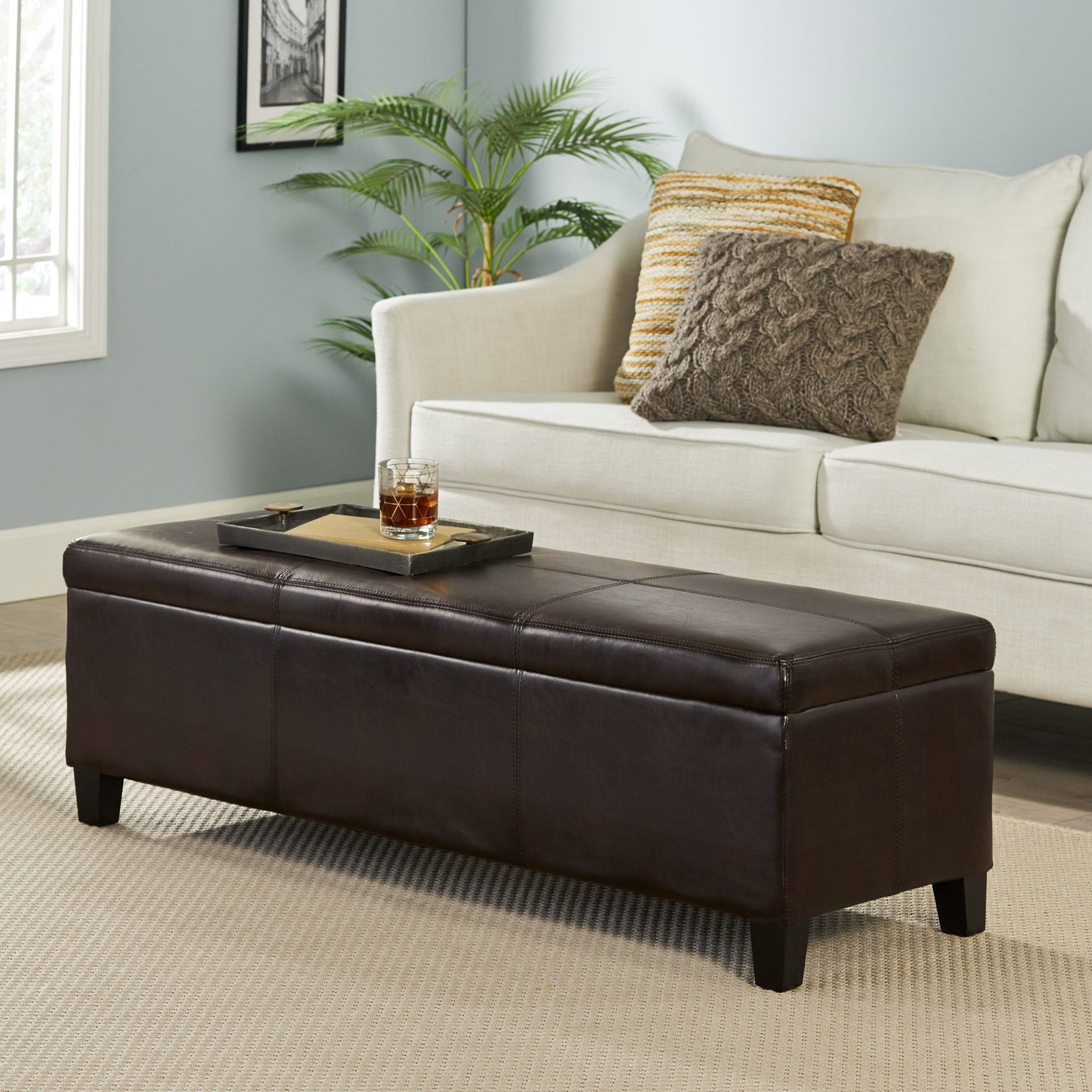 Banc de rangement Lucinda en simili cuir de Christopher Knight Home - 130,6 cm L x 44,5 cm l x 41,3 cm H