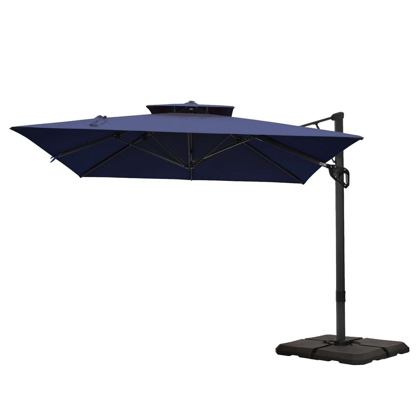 Parasol à baldaquin automatique à levier hydraulique de 3,6 m (12 pieds) MAISON ARTS avec pied en aluminium et rotation à 360 degrés