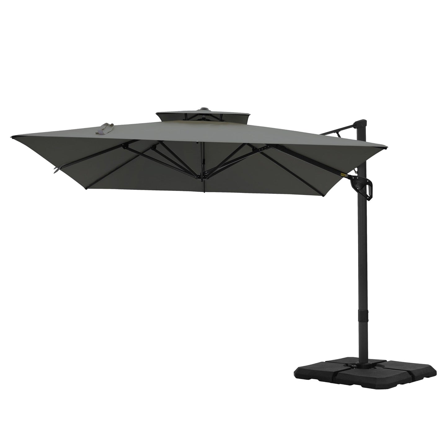 Parasol à baldaquin automatique à levier hydraulique de 3,6 m (12 pieds) MAISON ARTS avec pied en aluminium et rotation à 360 degrés