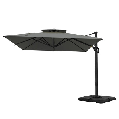 Parasol à baldaquin automatique à levier hydraulique de 3,6 m (12 pieds) MAISON ARTS avec pied en aluminium et rotation à 360 degrés