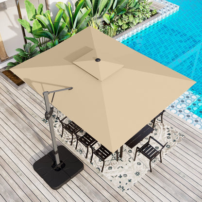 Parasol à baldaquin automatique à levier hydraulique de 3,6 m (12 pieds) MAISON ARTS avec pied en aluminium et rotation à 360 degrés