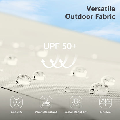 Parasol de jardin rectangulaire MAISON ARTS de 4,5 mètres, à manivelle, double face, avec éclairage solaire LED, pour terrasse, avec socle inclus.
