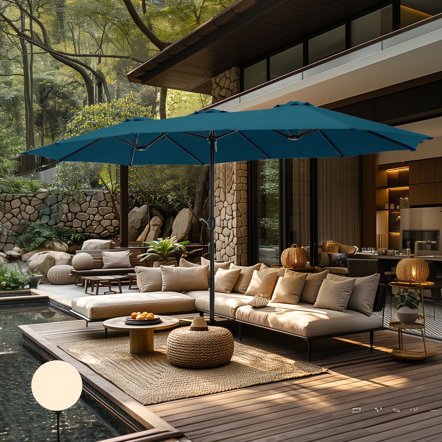 MAISON ARTS Parasol de terrasse double face extra large de 4,5 m avec socle inclus