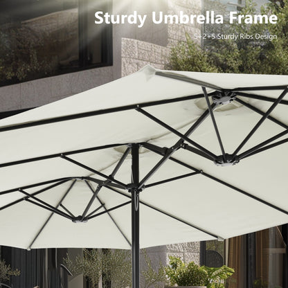 MAISON ARTS Parasol de terrasse double face extra large de 4,5 m avec socle inclus