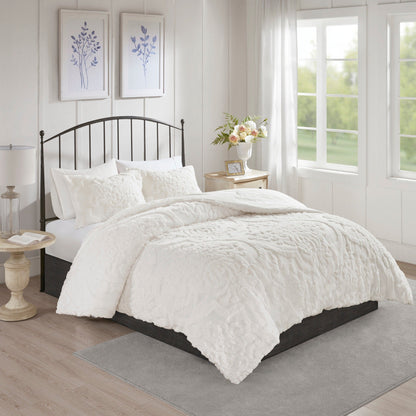 Ensemble de couette en damassé de chenille de coton matelassé Madison Park Aeriela