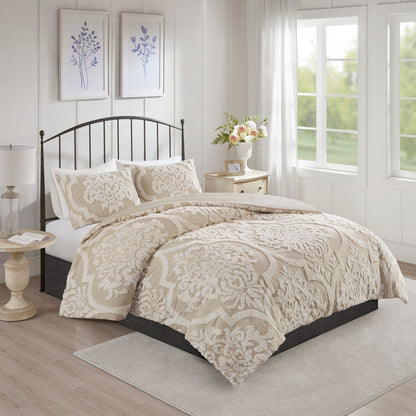 Ensemble de couette en damassé de chenille de coton matelassé Madison Park Aeriela
