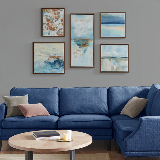 Ensemble de 5 toiles encadrées pour mur, Madison Park, Blue Horizon