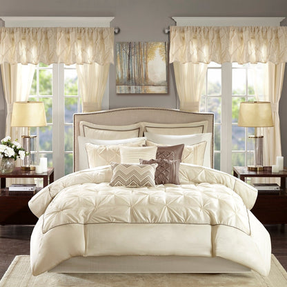 Madison Park Essentials Loretta, ensemble de 24 pièces pour chambre à coucher avec panneaux de fenêtre et ensemble de draps