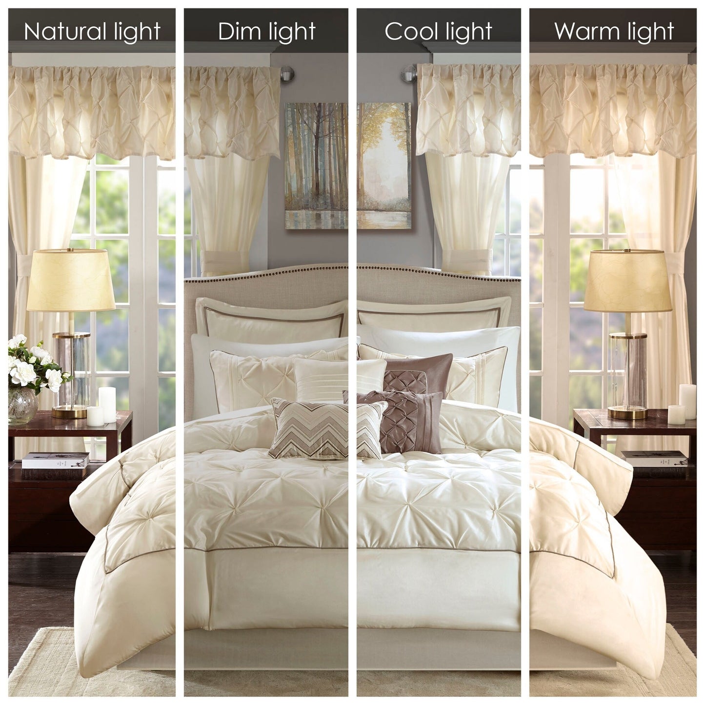 Madison Park Essentials Loretta, ensemble de 24 pièces pour chambre à coucher avec panneaux de fenêtre et ensemble de draps