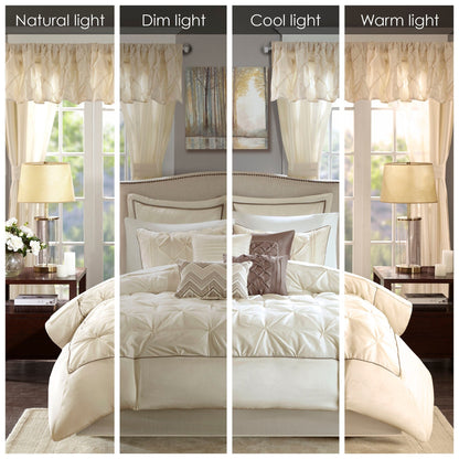 Madison Park Essentials Loretta, ensemble de 24 pièces pour chambre à coucher avec panneaux de fenêtre et ensemble de draps