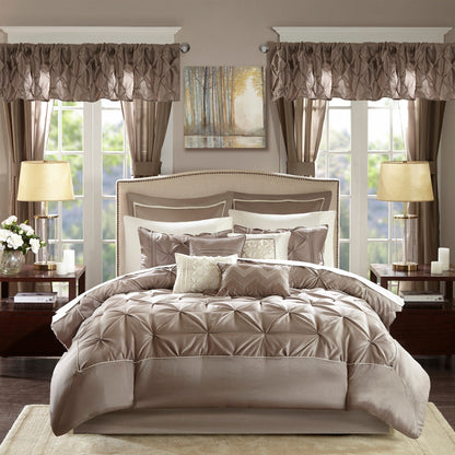 Madison Park Essentials Loretta, ensemble de 24 pièces pour chambre à coucher avec panneaux de fenêtre et ensemble de draps