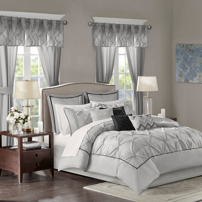 Madison Park Essentials Loretta, ensemble de 24 pièces pour chambre à coucher avec panneaux de fenêtre et ensemble de draps