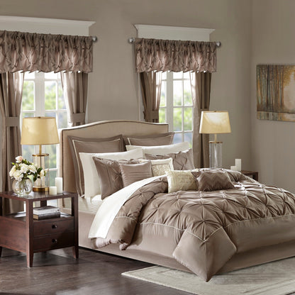 Madison Park Essentials Loretta, ensemble de 24 pièces pour chambre à coucher avec panneaux de fenêtre et ensemble de draps