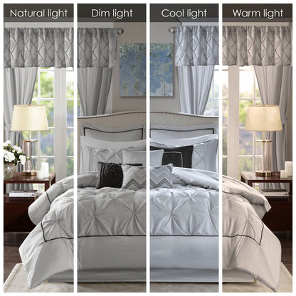 Madison Park Essentials Loretta, ensemble de 24 pièces pour chambre à coucher avec panneaux de fenêtre et ensemble de draps