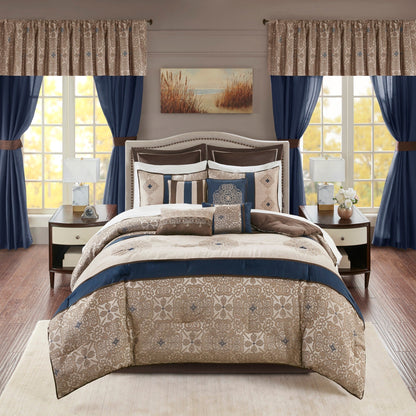 Madison Park Essentials Parker Jacquard Brodé, Ensemble de 24 Pièces, Chambre en Sac