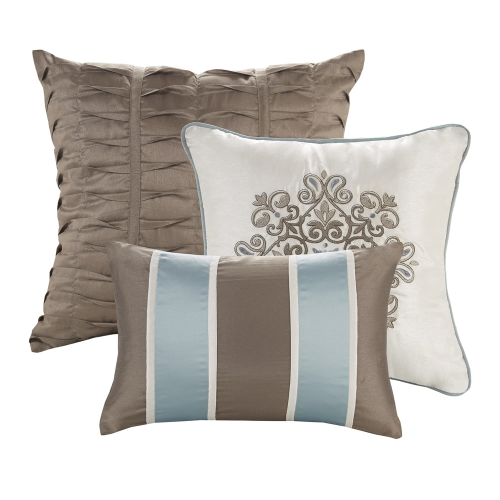 Ensemble de couette 7 pièces Madison Park Lorraine en jacquard bleu