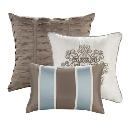 Ensemble de couette 7 pièces Madison Park Lorraine en jacquard bleu