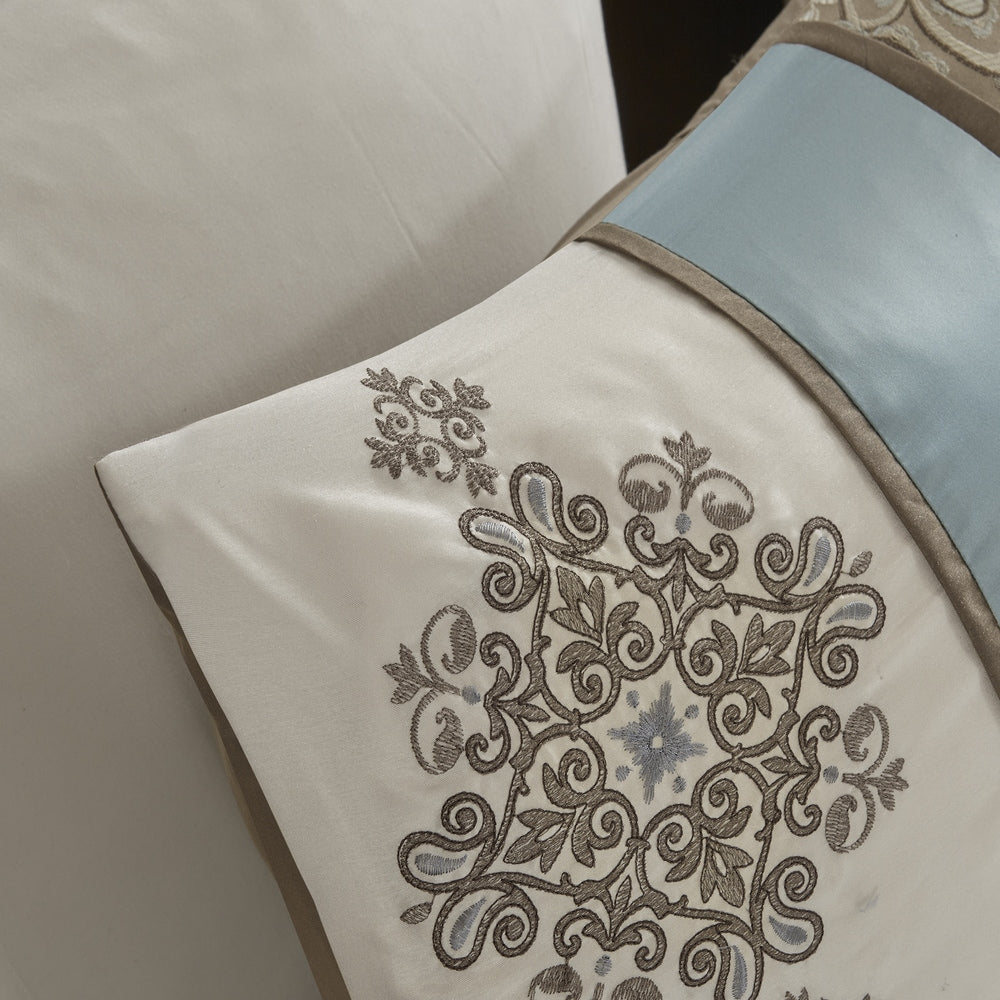 Ensemble de couette 7 pièces Madison Park Lorraine en jacquard bleu