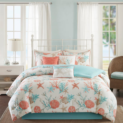 Ensemble de couette en satin de coton Madison Park Pacific Grove, 7 pièces