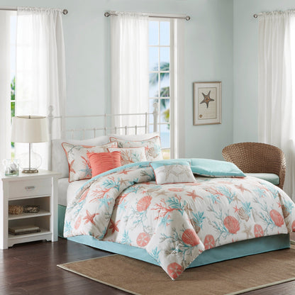 Ensemble de couette en satin de coton Madison Park Pacific Grove, 7 pièces