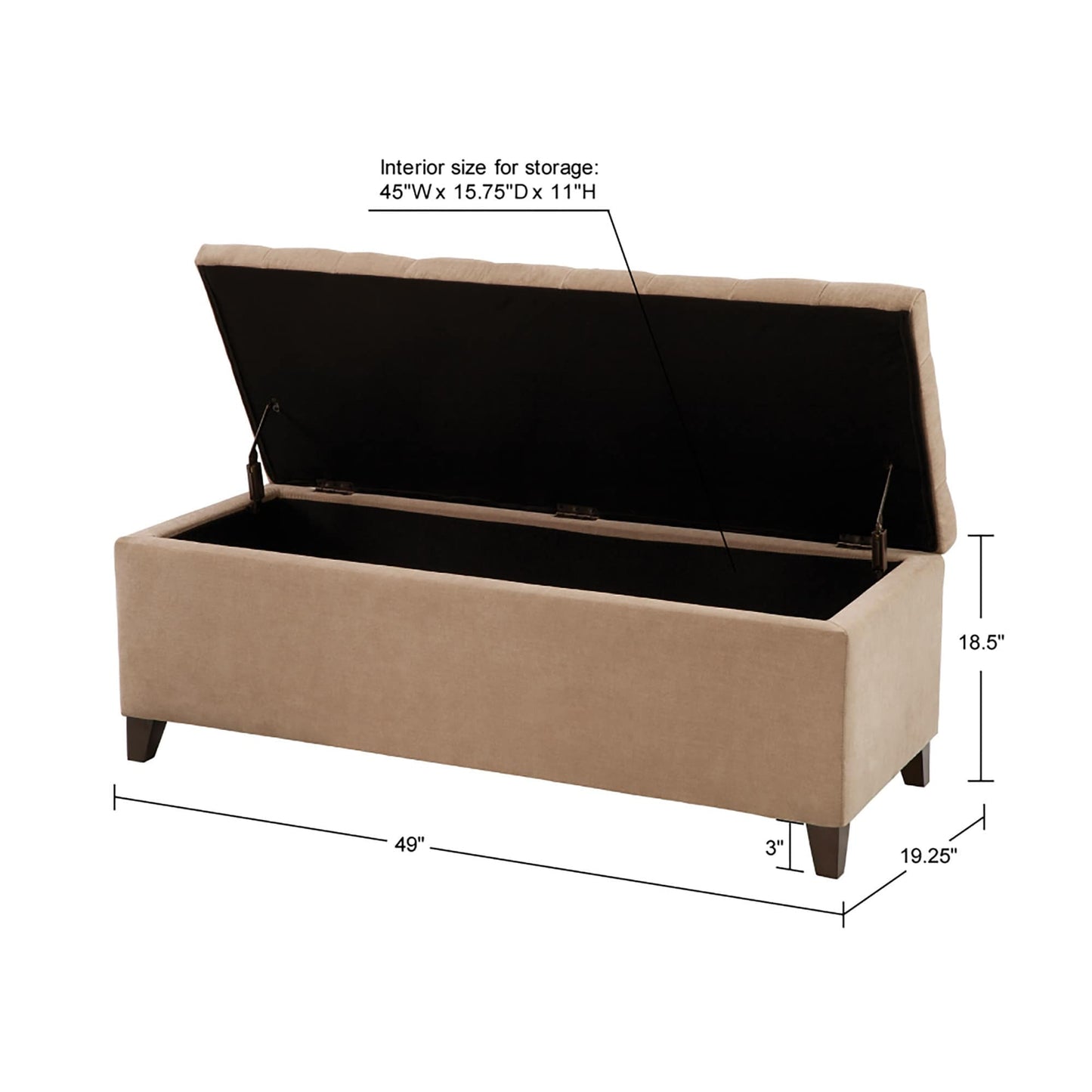 Banc de rangement capitonné et rembourré Madison Park Sasha