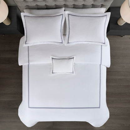Ensemble de housse de couette brodée en satin de coton 100 % Madison Park Signature, collection de luxe, 500 fils au pouce.