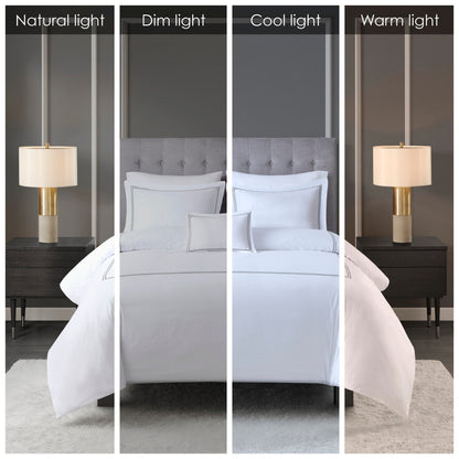 Ensemble de housse de couette brodée en satin de coton 100 % Madison Park Signature, collection de luxe, 500 fils au pouce.