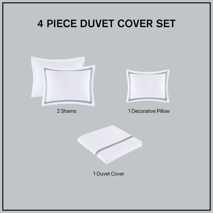 Ensemble de housse de couette brodée en satin de coton 100 % Madison Park Signature, collection de luxe, 500 fils au pouce.