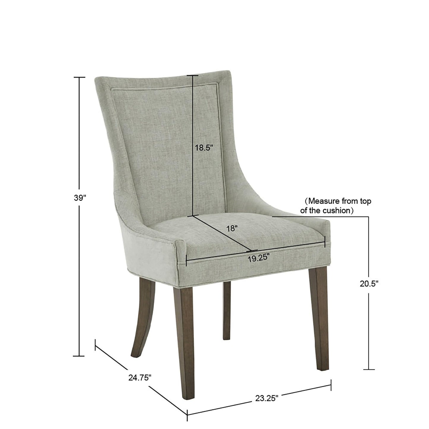 Madison Park Signature Fauteuils de salle à manger Ultra rembourrés avec pieds en bois (lot de 2) - N/A